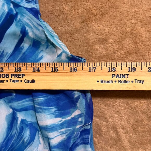 Studio One Women 8 Blue Teal Halter Key Hole Back Ruffle Tiered Summer Dress (W) - Picture 5 of 9